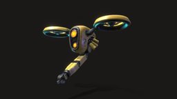 Flying support engineering robot bot, cyberpunk, droid, 3d-model, blender3d, scifi, substance-painter, robot, alvi3d