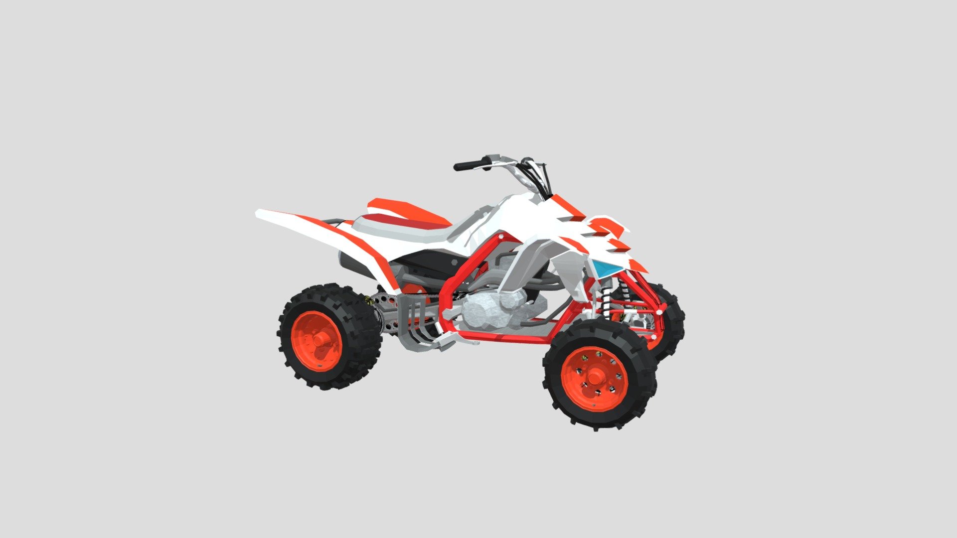 Quad/ATV (All-terrain Vehicle) four-wheeled vehicle similar to a motorcycle, with low-pressure tires, with a seat in which the pilot rides astride him, having handlebars for steering control 3d model