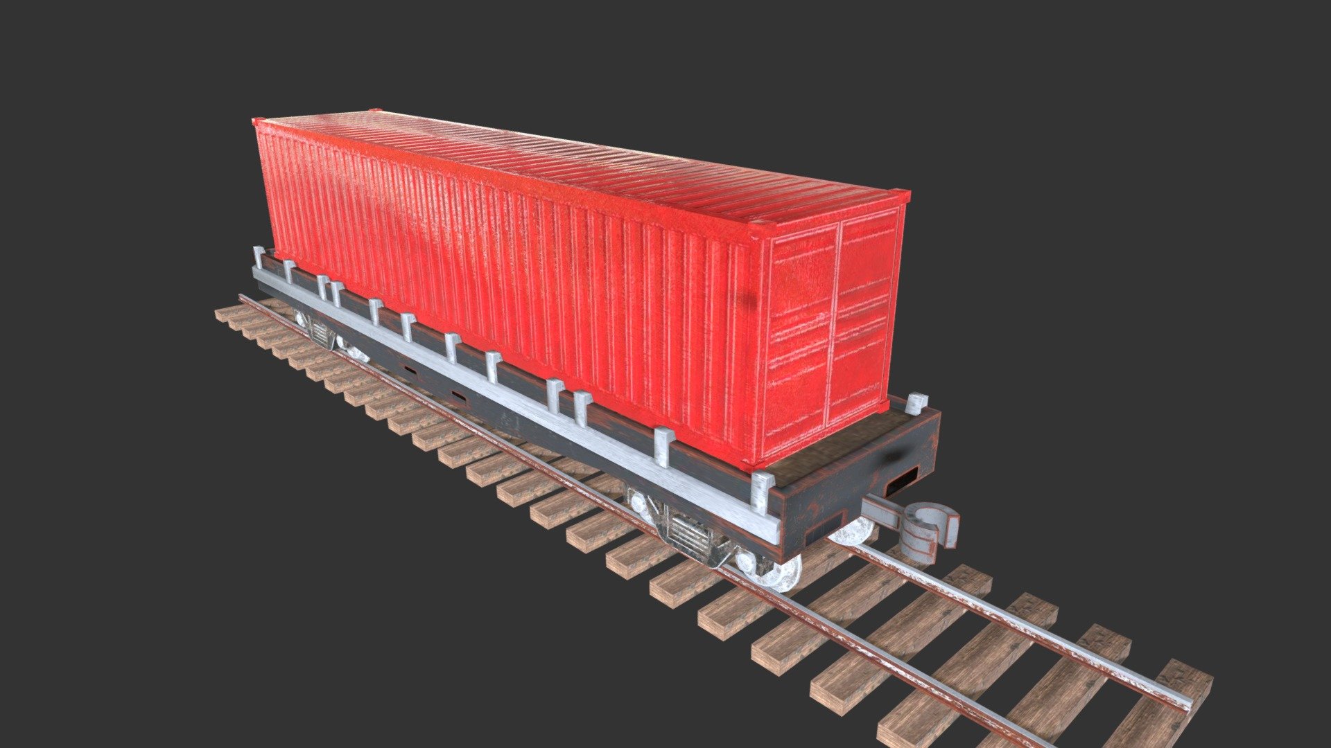 Platform Wagon with Container - Platform Wagon with Container - 3D model by WSM Game Studio (@wsmatis) 3d model