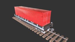 Platform Wagon with Container train, railroad, wagon, assetstore, unity, unity3d, container