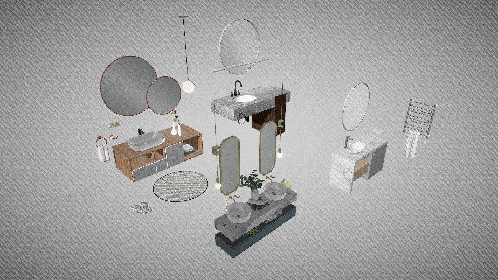 Bathroom Furniture Set 01 - Bathroom Furniture Set 01 - 3D model by pro3dmodels 3d model