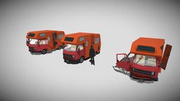 Motorhome low poly with interior
