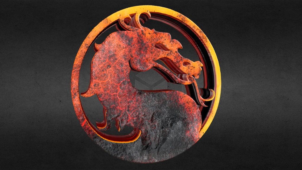 3D rendering of the Mortal Kombat Dragon Logo. Tried to make it look like it was being forged as molten steel 3d model