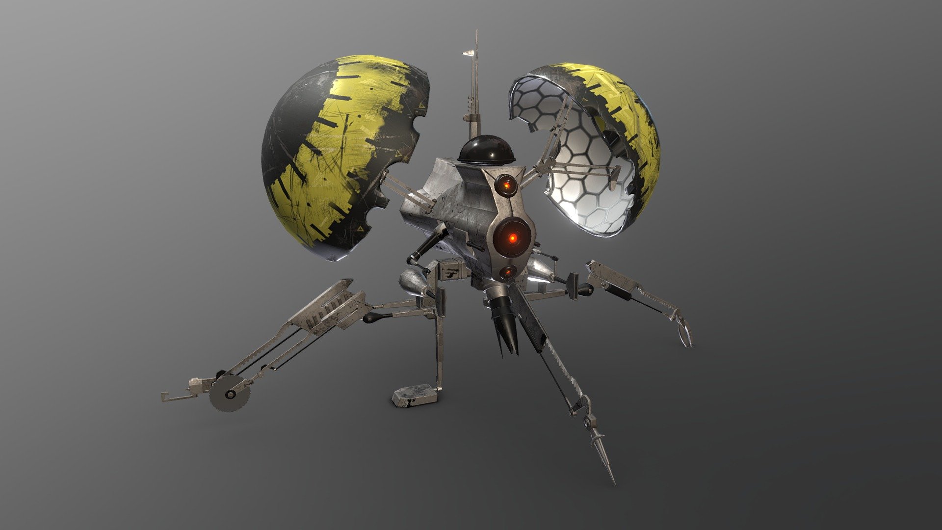 A model based on Buzz Droid from Star Wars. A model project i did in University 3d model