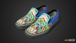 [Game-Ready] Dancheong slip-on sneakers shoe, topology, fashion, ar, shoes, traditional, sneakers, korean, shoescan, slip-on, low-poly, photogrammetry, 3d, lowpoly, scan, 3dscan, gameasset, gameready, shoes3d, dancheong, noai