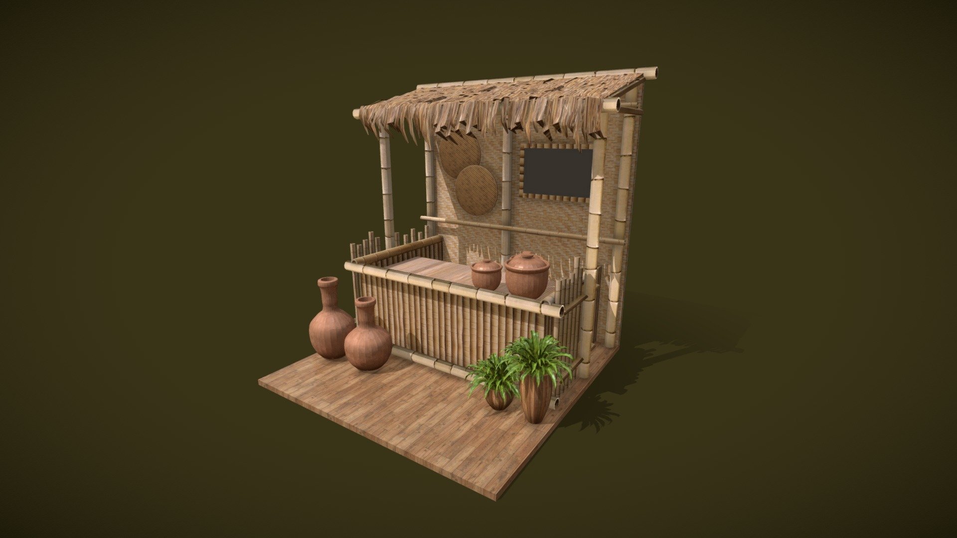 Bamboo Booth - Bamboo Booth - Buy Royalty Free 3D model by JD (@jond.hendri) 3d model