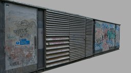 Vent scan No. 1 photorealistic, urban, graffiti, damaged, metal, streetart, vents, ventilation, air, city, building, street, highpoly, gameready