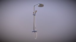 Wall and Hand Shower Low Poly Game Ready bathroom, gaming, bath, unreal, shower, vr, ar, chrome, metal, water, cleaning, tap, hygiene, bathing, showering, unity3d, game, pbr, gameasset