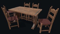 Medieval furniture medieval, furniture, low-poly, game, lowpoly, gameasset, wood