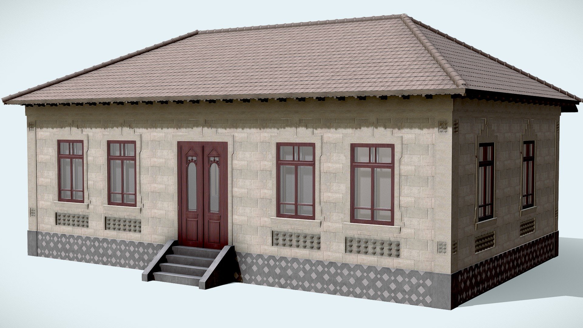 Stone house from the south of Moldova.  It has beautiful stone masonry and exterior ornamentations - Stone house - Buy Royalty Free 3D model by BALKAN ANTIQUES (@mitraniulian) 3d model