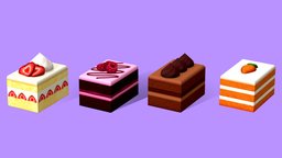 Fancy Cakes food, cute, cafe, cake, fancy, dessert, bakery, patisserie, cakes, pastries, shortcake, handpainted, unity, cartoon, lowpoly, stylized, gameready, frenchfood, carrotcake, chocolatecake, noai