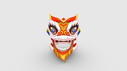 Cartoon lion dance head set asia, clothes, spring, china, festival, lion, chinese, head, traditional, show, costumes, celebration, festive, festivals, character, handpainted, decoration, clothing