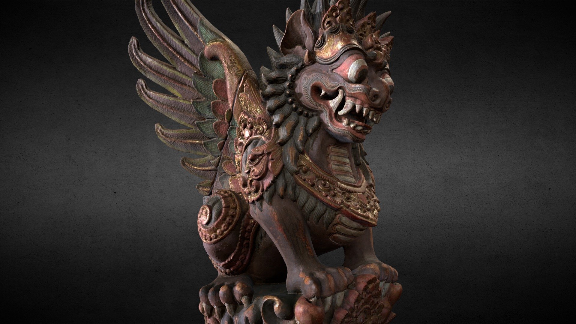 A wood sculpture from Bali tall 47cm 、 wide 43cm。 - Bali- Statue-020 - Buy Royalty Free 3D model by Kevin Lai 賴昊君 (@HaoJunLai) 3d model
