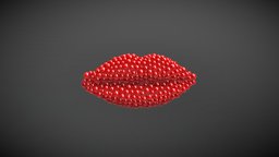 Lips shape made out of shiny spheres animation.