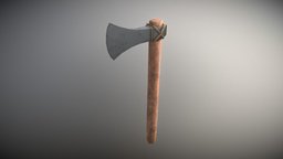 Game Ready Viking Axe Low Poly fighter, fight, viking, vr, ar, rope, tool, old, battle, iron, carpenter, substancepainter, substance, weapon, low-poly, pbr, lowpoly, axe, wood, gameready
