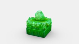 Cartoon Imperial jade seal ancient, ruby, asia, beryl, seal, imperial, chinese, stamp, agate, jade, lowpolymodel, handpainted, carbuncle, cornelian, carnelian