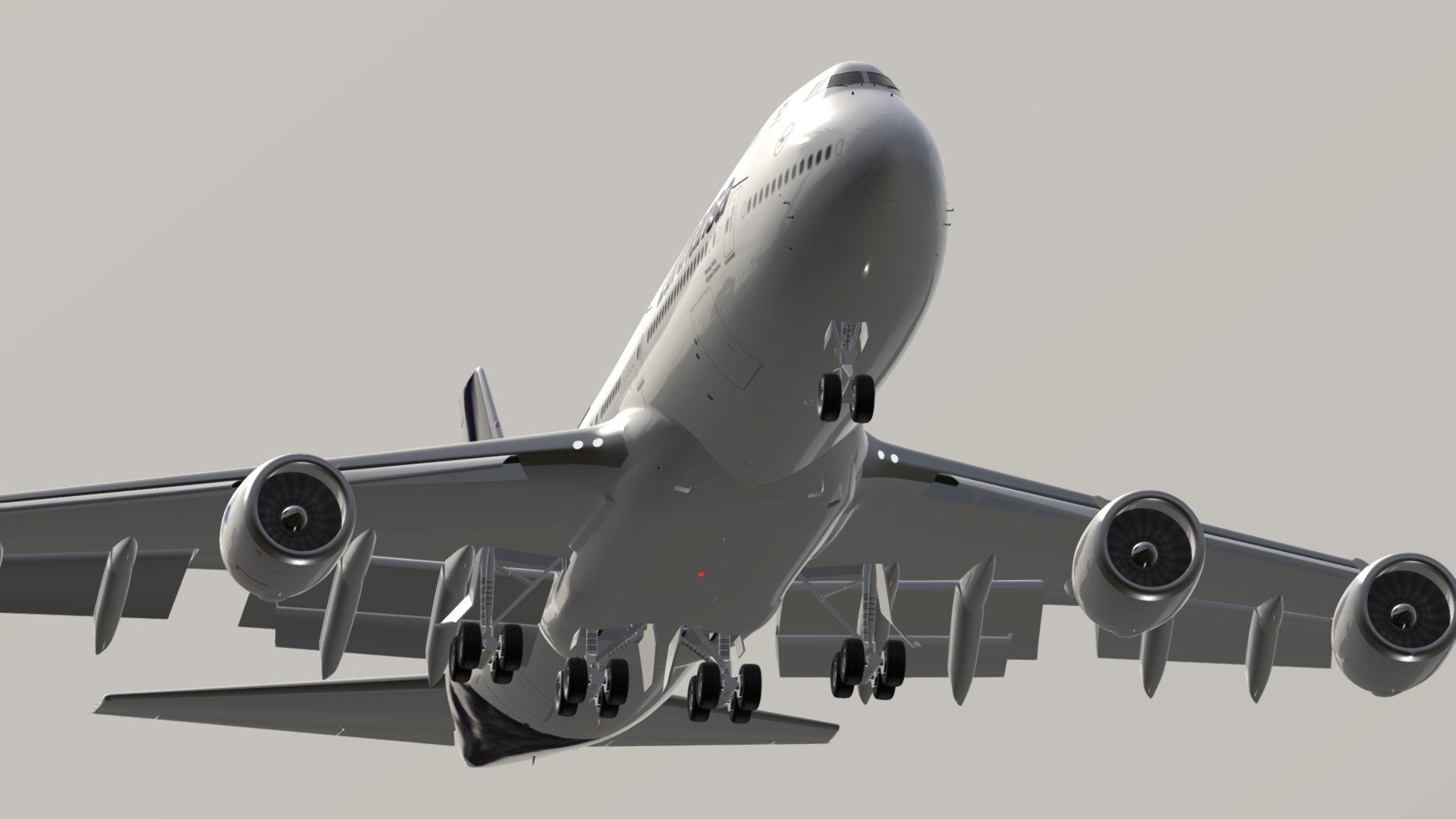 3D model of the Boeing 747-8i, featuring the latest Lufthansa livery.

This is the ground version of my model, with landing gear, flaps fully extended, and relaxed wings. Check also my flying version with flexed wings.

Created in Blender.

The Boeing 747 is a large, long–range wide-body airliner and cargo aircraft manufactured by Boeing Commercial Airplanes in the United States. The lastest version, 747-8, was launched on November 14, 2005, with new General Electric GEnx engines, and was first delivered in October 2011. The passenger version, named 747-8 Intercontinental or 747-8i, can carry 467 passengers in a typical three-class configuration over 7,790 nmi (14,430 km). The -8i’s upper deck is lengthened compared to the 747-400; the wing is thicker and deeper, holding more fuel, and wider with raked wingtips.

The 747-8i is the biggest airliner of the Boeing Company, and the world’s fastest commercial jet.

Specifications: Length 250 ft 2 in / 76.3 m Height 63 ft 6 in / 19.4 m Wingspan 224 ft 7 in / 68.4 m - Boeing 747-8i (ground version) - Buy Royalty Free 3D model by Fel P (@philpay) 3d model