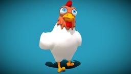 A chicken! toon, white, walking, chicken, vr, ar, toony, farm, unlit, rooster, simplistic, unity, cartoon, blender, animal, animation, stylized, animated, funny, rigged, shader