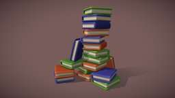Stack of Books cute, books, stack, colorful, game-asset, low-poly, book, 3d, blender, substance-painter, stylized, simple, of
