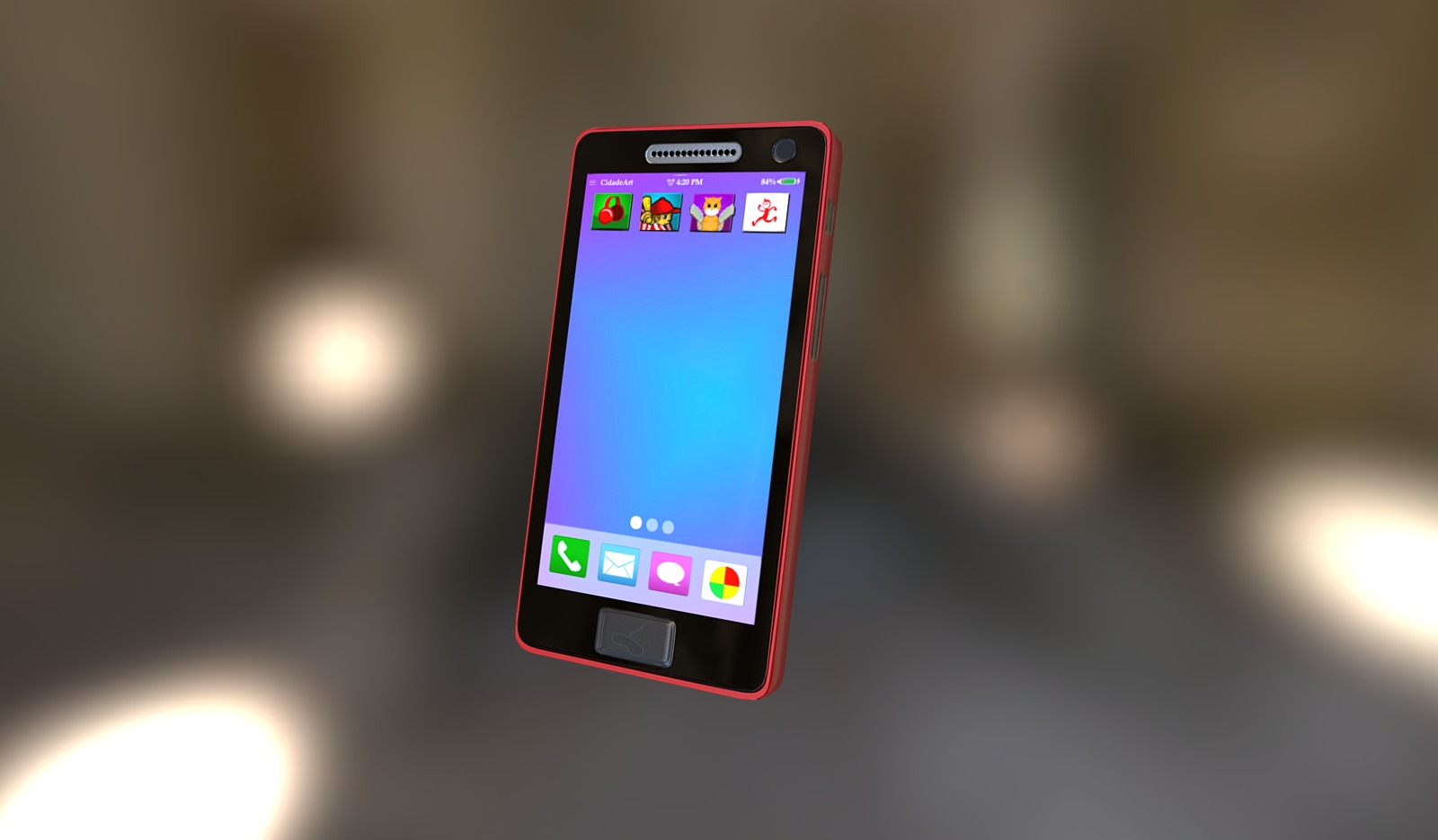 Low Poly 3d Modelled Phone with Company name and apps 3d model