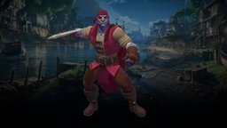 Stylized Orc Male Corsair(Outfit) blood, rpg, orc, pose, wild, mmo, rts, brutal, water, rum, outfit, moba, handpainted, lowpoly, pirate, stylized, fantasy, sea