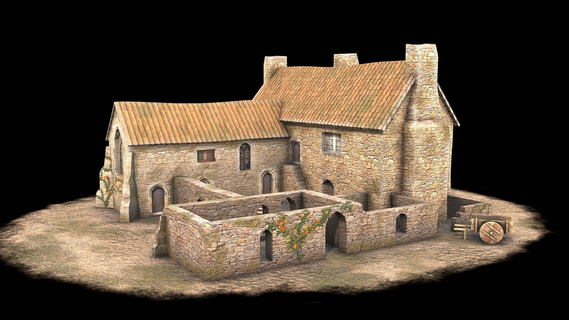 This low-poly model is based on a Knights Hospitaller Preceptory and Dower House at Low Chibburn, Widdrington, Northumberland, in the UK.  Whilst not an exact scale model, it does follow the floor plan of the Preceptory and associated buildings dating back to the early 14th Century.  For more information on Low Chibburn Preceptory click this link https://www.fusilier.co.uk/widdrington_northumberland/low_chibburn_preceptory_dower_house.htm

The inspiration for this model is the latest episode of Time Team exploring a Knights Hospitaller Preceptory site on the Welsh border - click this link for episode 1 https://youtu.be/obymynsh-Ew

Click on the numbered annotations on the model to see the function of each building.

I have kept the poly count as low as possible and the model should work well in a game engine such as Unreal 3d model