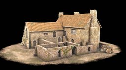 Preceptory and Dower House medieval, chapel, game_asset, low_poly, stone, house, free, building, preceptory, knights_hospitaller, dower_house