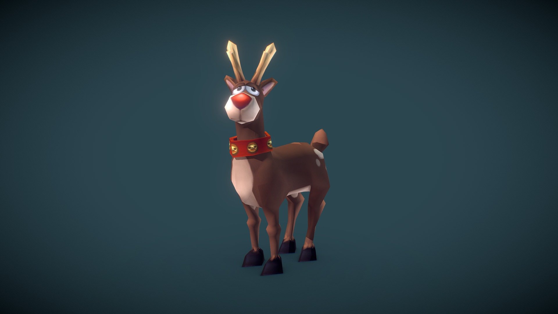 Rudolph is chill. He knows you can get that game done in time for christmas so don't worry. This is low poly, hand painted Rudolph the reindeer. He is bound to a skeleton and ready for animation 3d model