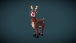 Rudolph red, christmas, vr, ar, rudolph, reindeer, nosed, character, handpainted, game, lowpoly