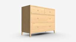 Chest Wide 4-drawer Ercol Salina modern, storage, wooden, bed, bedside, bedroom, chest, side, indoor, brown, furniture, table, drawer, four, cabinet, salina, 3d, pbr, interior, ercol