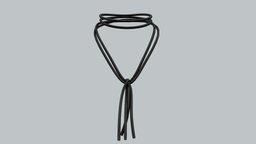 Female Vintage Cord Necklace vintage, fashion, retro, stylish, necklace, 1920s, cord, pbr, low, poly, female, black