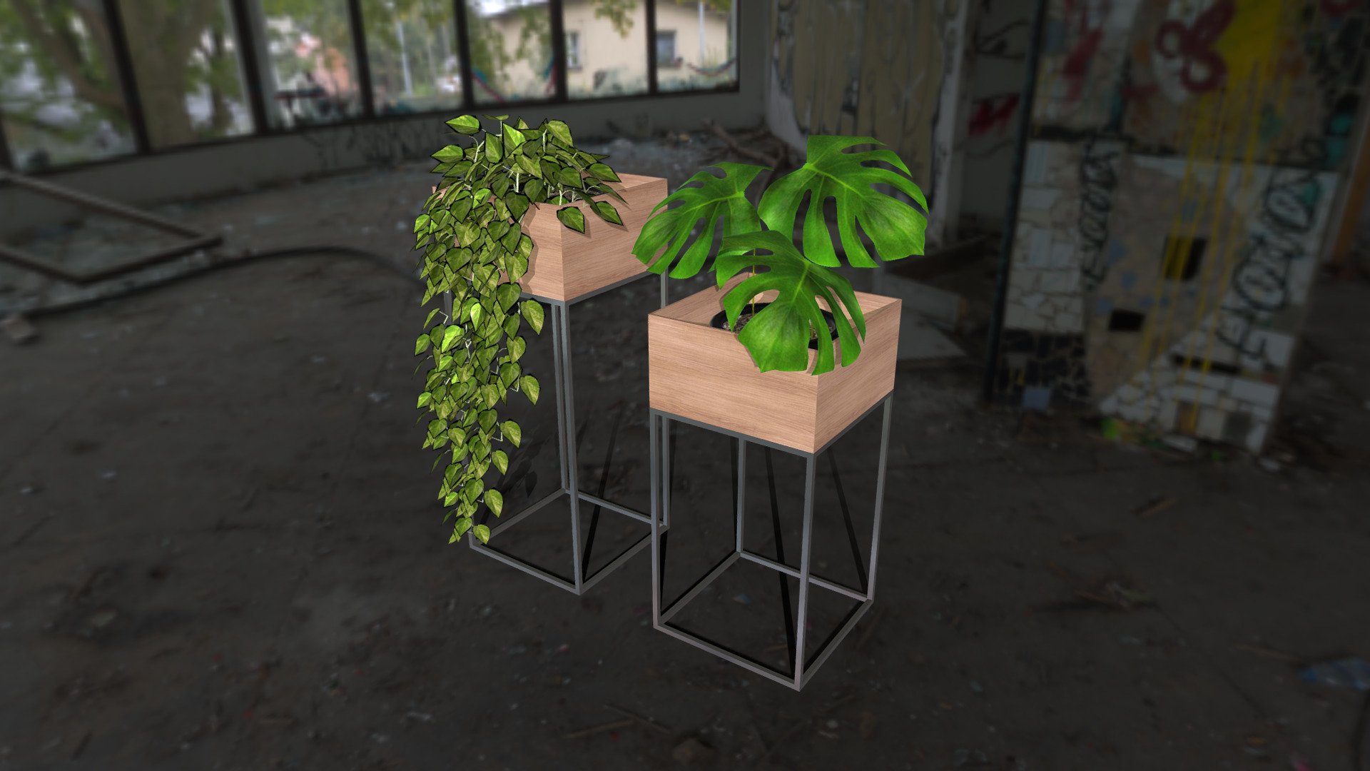Plants in a fancy pots 3d model