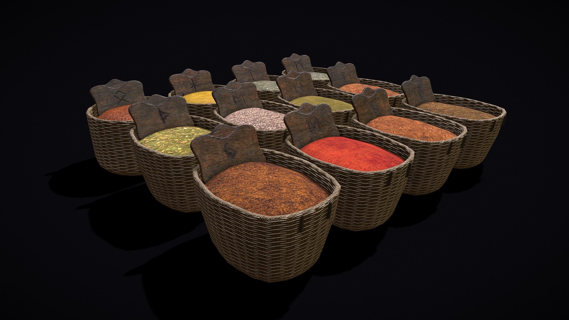 Baskets_and_spices_FBX PBR Texture4K - Baskets_and_spices_FBX - Buy Royalty Free 3D model by GetDeadEntertainment 3d model
