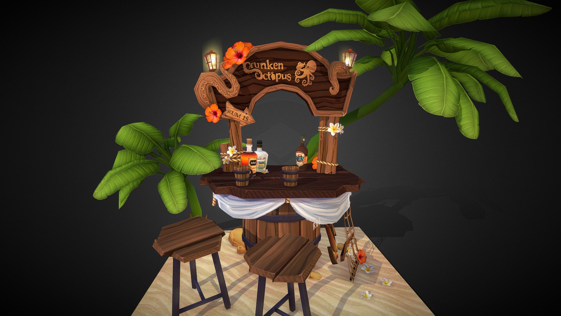 Yoho yoho and a bottle of rum!
(more infos on my Deviantart) - Rum stand - 3D model by Emeryl (@elo-doudoune) 3d model