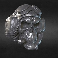 Skull Ring 01 biker, 3d-jeweler, skull-ring, rider-ring, pilot-skeleton