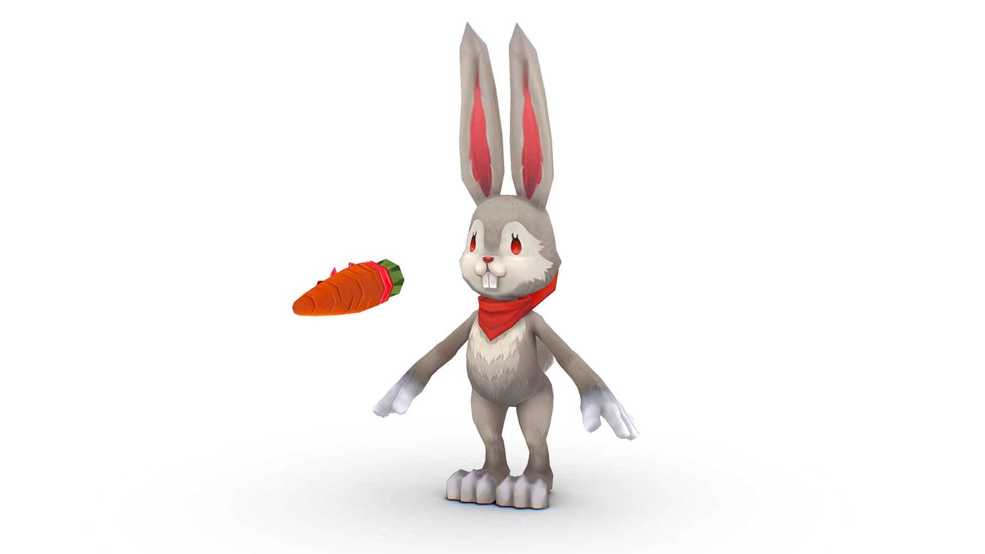 Cartoon Easter Bunny Low Poly, 2600 tris, 512x512 paint texture size 3d model
