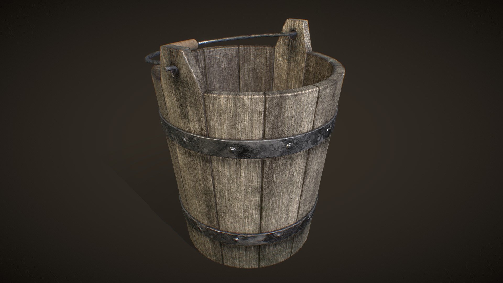 This water bucket was using in medieval farm and daily life. PBR texture 3d model