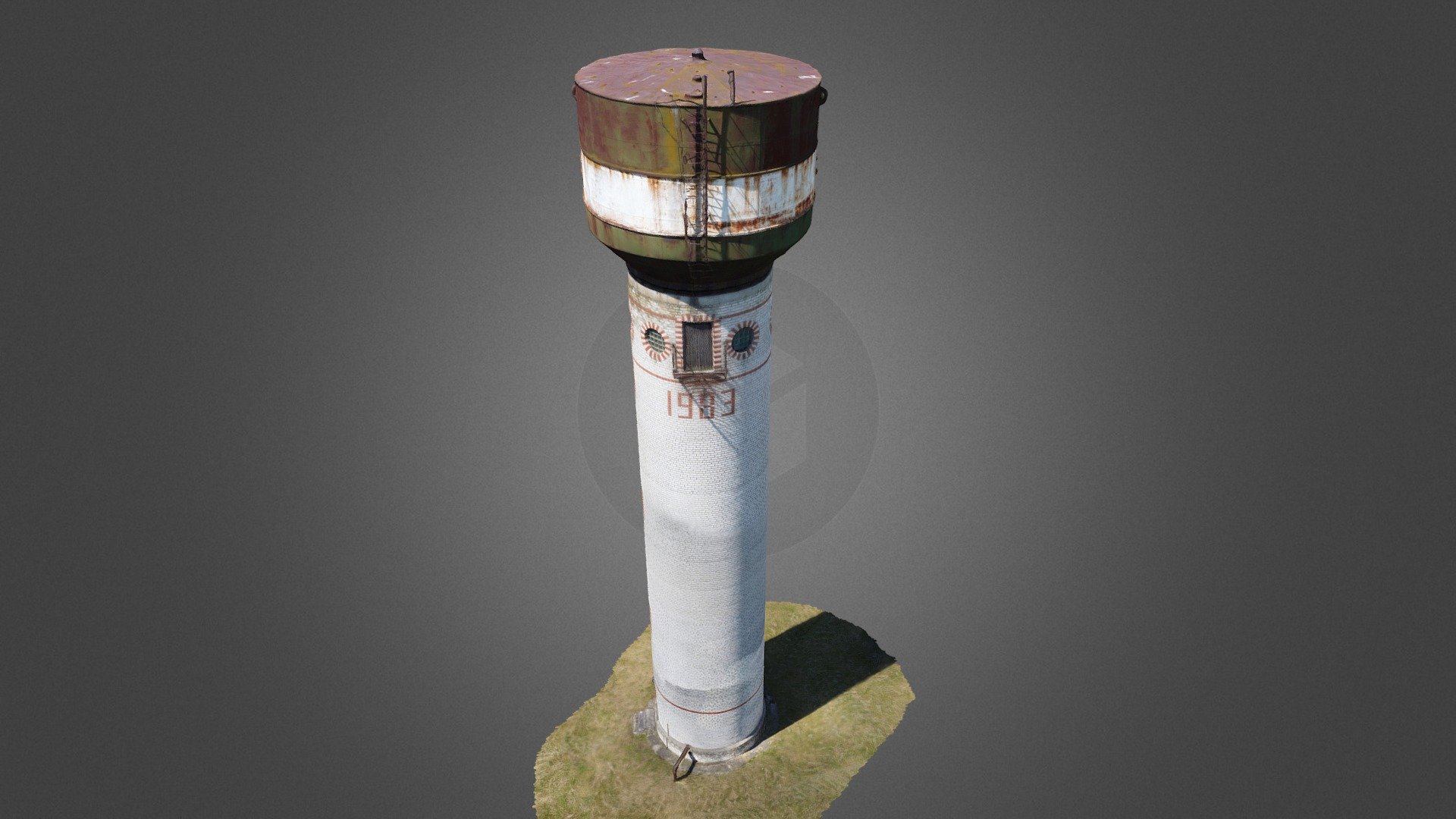 Old, abandoned soviet style water tower 3D scan.
Brick walls, rusty metal roof, USSR style windows. 
Located in Latvia, Dundaga 3d model