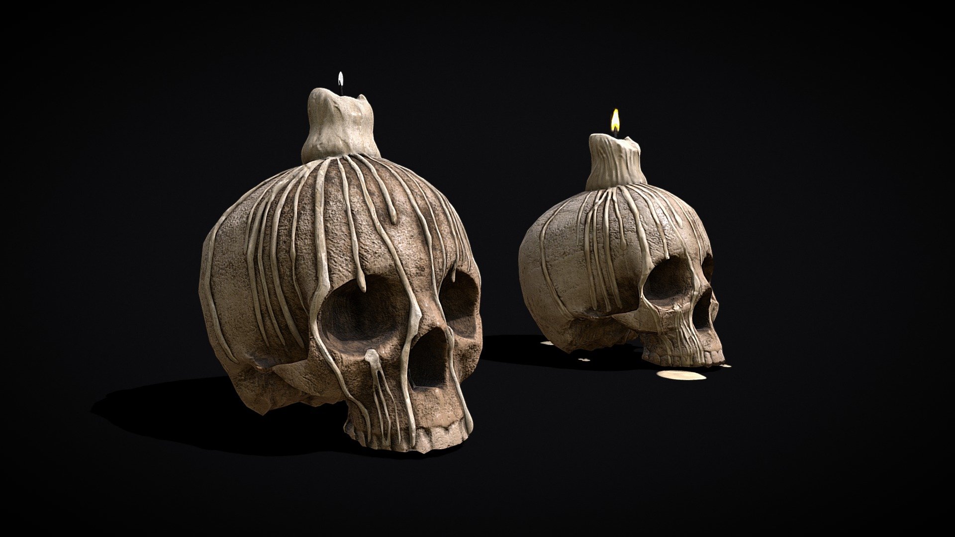 Candle Skull with Dripping Wax Includes 2 versions _ lowpoly baked wax - Higherpoly Sculpted wax
VR / AR / Low-poly
PBR approved
Geometry Polygon mesh
Polygons 3,550
Vertices 3,590
Textures 4K - Candle Skull with Dripping Wax - Buy Royalty Free 3D model by GetDeadEntertainment 3d model