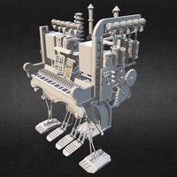 mecha piano music, steampunk, machinery, prop, complex, props, machine, clay, polycount, annotations, blender, blender3d, piano, steam, highpoly