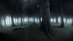 creepy misty forest  skybox 007