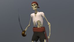 Skeleton Pirate skeleton, animated-character, animation, sword, pirate, animated