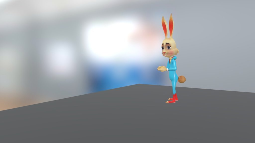 Rabbit 3D Rigged Model in Low poly for Game 3d model