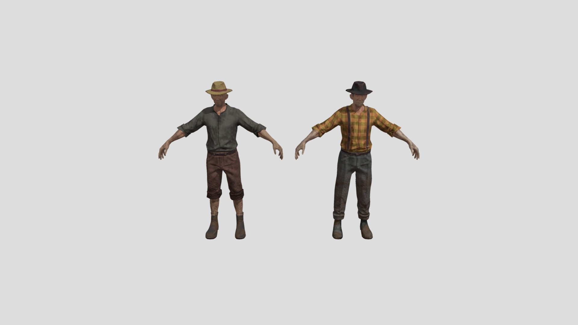 The main npc enemy of a personal horror game i worked on. 
with 2 variants basically - farmer npc - 3D model by Maru_mfw 3d model