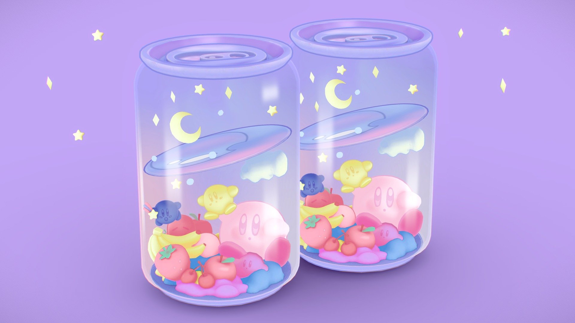 Hey! This is my first post on sketchfab :D Introducing - the cutest soda can with a kirby inside! 
It was so much fun creating this! It was a challenge working with only the base color texture, but it gives off the perfect vibe! ♡

I plan on posting more cool props just like this one, so make sure to follow if you like it♡

Thanks for viewing ♡ - Kirby's soda can ♡ - 3D model by Moon (@Moon_solstice) 3d model