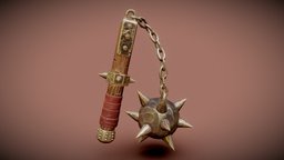 The Morning Star (Stylized Flail) sculpt, leather, videogame, vintage, medieval, sharp, orb, swing, straps, damaged, deadly, rivets, metal, colors, spike, artist, chain, charcter, flail, colorful, substance-designer, cracks, dangerous, low-poly-model, sword-weapon, fantasyart, stylized-handpainted, fantasyweapon, stylizedmodel, stylized-texture, substancepainter, weapon, low-poly, asset, 3d, blender, lowpoly, zbrush, stylized, "fantasy", "ball", "horror"