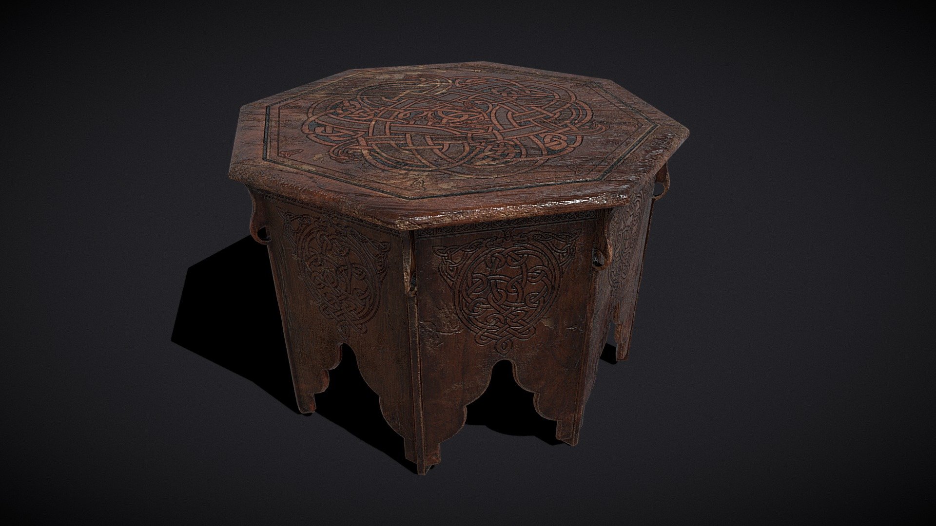 Octagonal Viking Table 
VR / AR / Low-poly
PBR approved
Geometry Polygon mesh
Polygons 9,525
Vertices 9,436
Textures 4K PNG - Octagonal Viking Table - Buy Royalty Free 3D model by GetDeadEntertainment 3d model