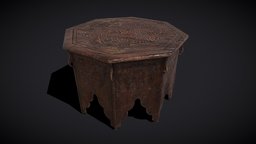Octagonal Viking Table bedroom, dresser, small, side, medieval, surface, end, worn, furniture, table, unique, realistic, elegant, quality, saxon, furnishings, highend, wood, church
