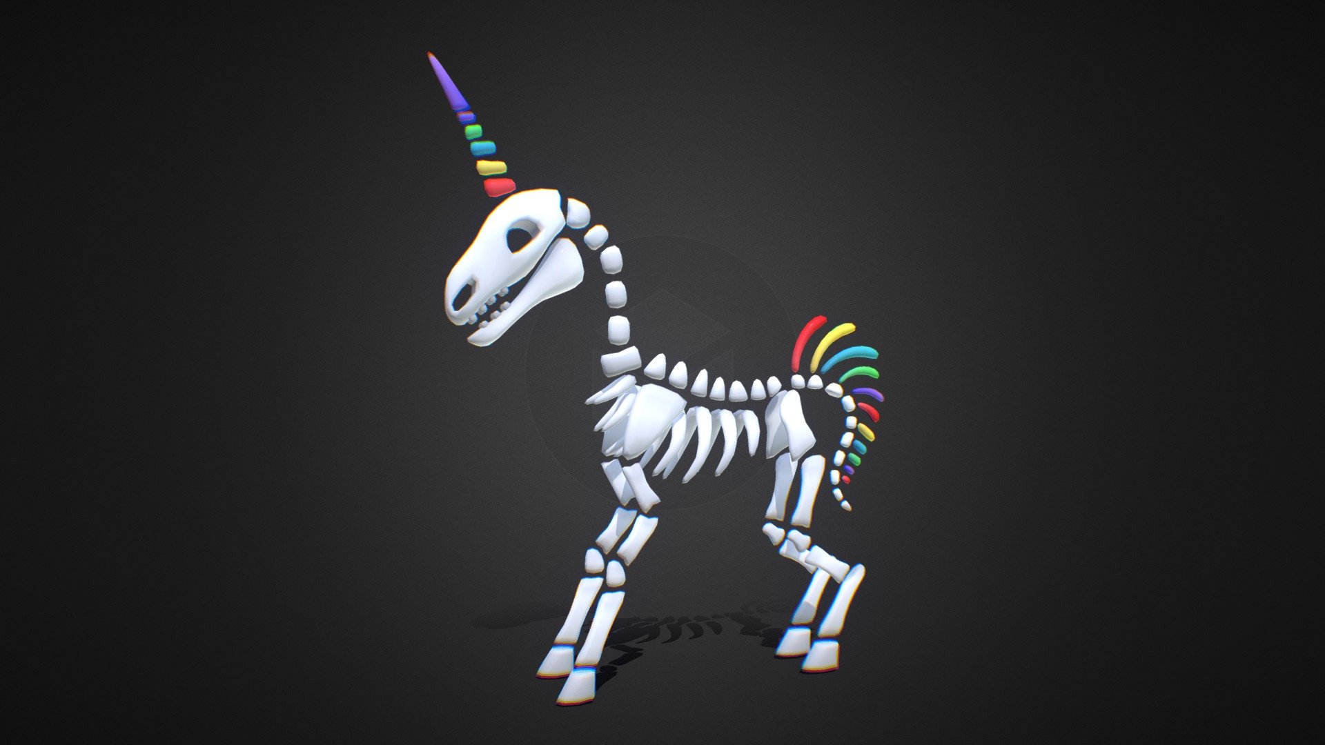 I made this model a while back for an interactive AR scene at work. If you're interested, you can check it out here: click - Skeleton Unicorn - Download Free 3D model by Slo-mo Witch (@SloMoWitch) 3d model