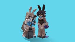 ccc！ bunny girl！Blue Archive pixel-art, blockbench, girl, minecraft